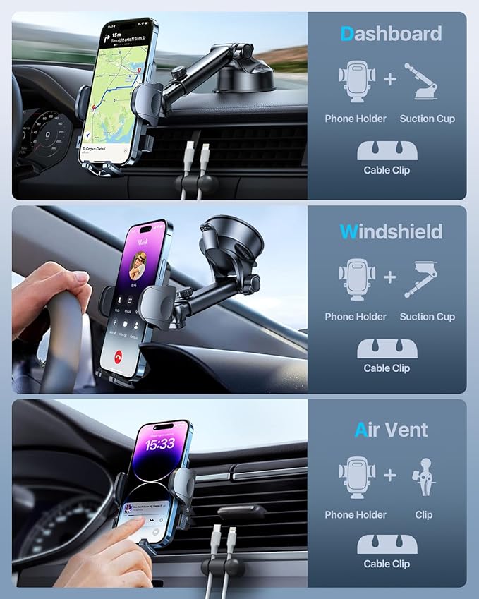 HTU 2025 Upgraded Car Phone Holder 【Safety Certs & No Smell】 Cell Phone Holder - Image 6