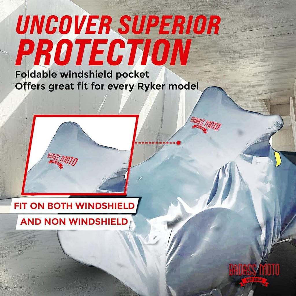 Badass Moto Can Am Ryker Cover Fits 600/900 Rally Sport Trike Three Wheeler. Heavy Duty. Won't Wimp Out. Fits Can-Am Ryker Motorcycle Accessories Waterproof Outdoor Storage
