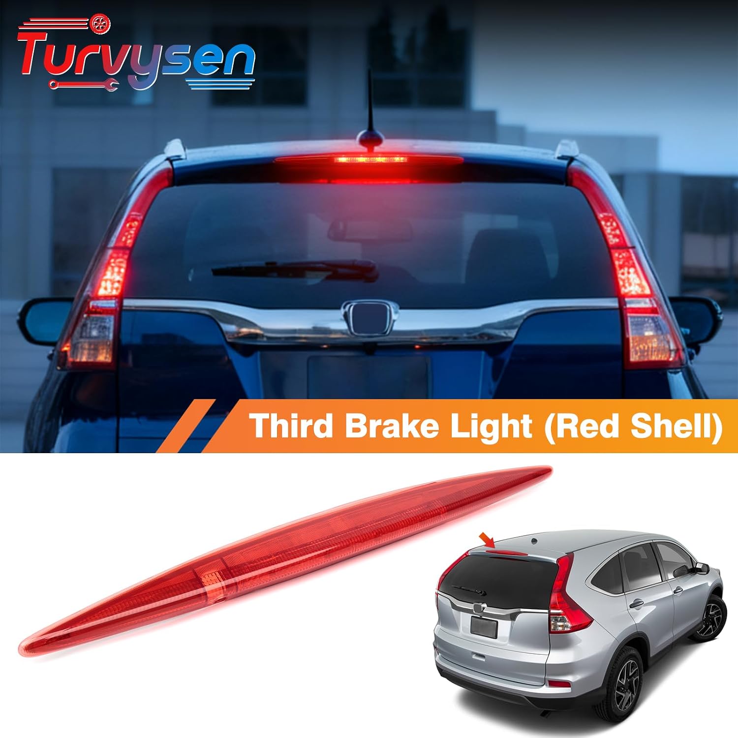 Center High Mount Stop Light Third Brake Light Compatible with Honda CRV 2012 2013 2014 2015 2016, Led 3rd Brake Light Assembly Rear Tail Stop Lamp OEM Replaces 34270TFCH01(Red Shell)