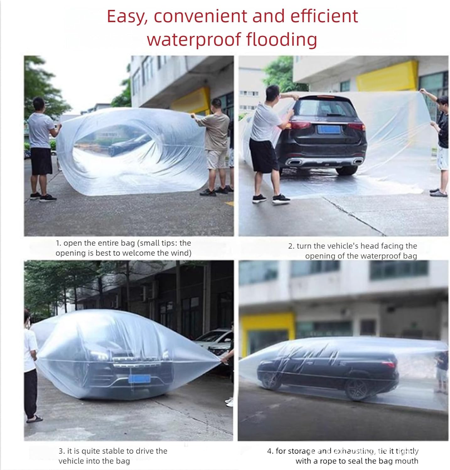 Heavy Duty Clear Vehicle Protector Bag Snow Shield Shelter for SUVs Car Flood Barrier