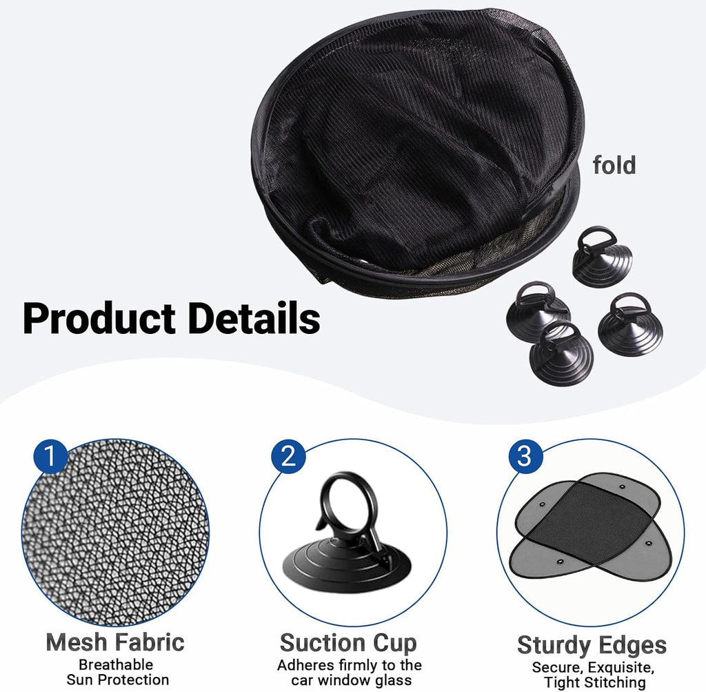 2 Pack Car Sun Shade, Universal UV Protection Sunshade for Side Windows for Side Window Sun Glare and UV Protection for Kids/Adults/Pets, Cars Suction Cup Sunshade, 25" x 14" Fits 98% Cars