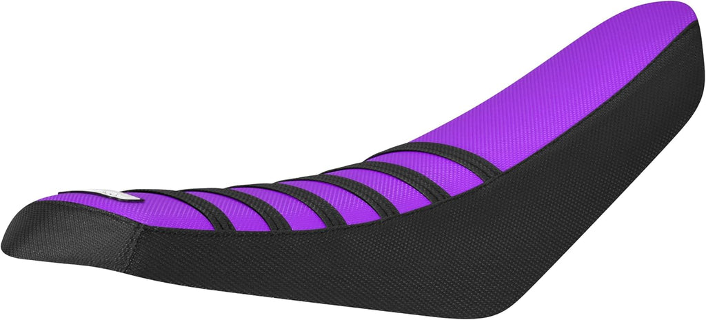 Enjoy Mfg USA-Made Gripper Seat Cover - Compatible with Eskute Nova Electric Mini Bike_Staple-Down Waterproof PVC top_#492 (Black Sides/Purple top/Black Ribs)