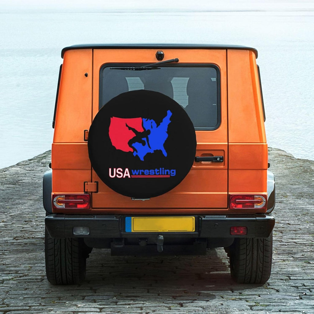 National Wrestling Spare Tire Cover Trailer Tire Covers for Truck SUV Camper Vehicle Wheel Cover Waterproof Sun Dust Protection