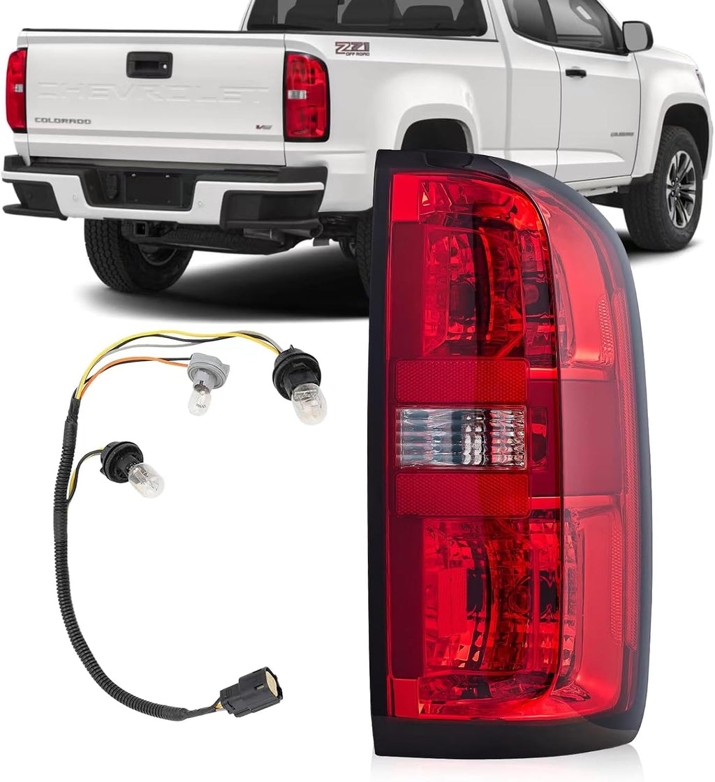 Chevrolet Colorado Rear Tail Light Assembly, Right Passenger Side | Compatible With 2015-2022, Halogen Type, Includes Bulbs, Includes Harness