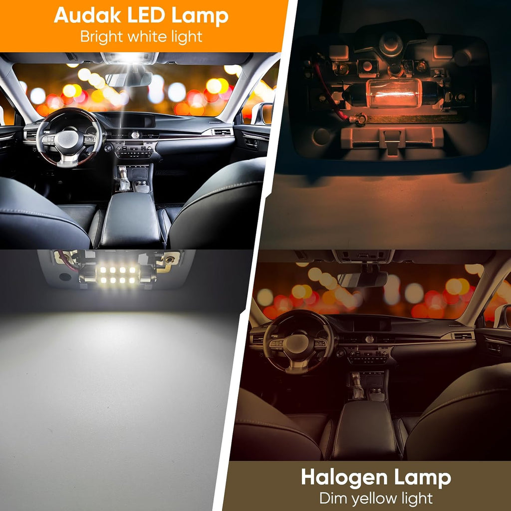 Audak Festoon LED Bulb 39mm 2835 8SMD Canbus Error Free Fit for Interior Dome Map Lights Door Courtesy Lights Trunk Lights License Plate Lights (Pack of 4)