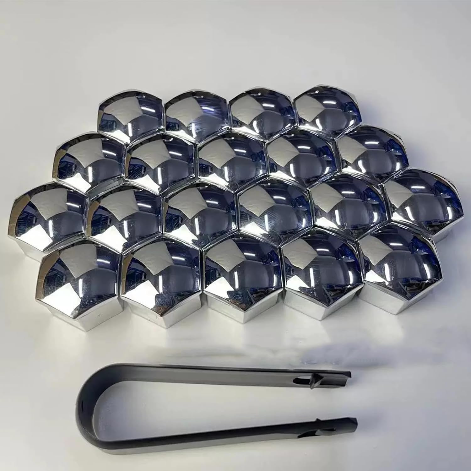 Silver Wheel Center Hub Caps with Tesla Emble Brand Center Caps for 2019-2024 Model Y with 20 Silver Lug Nut Covers
