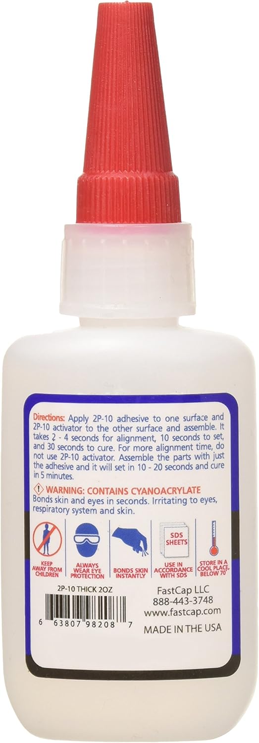 fastcap 2p-10 super glue adhesive 2.25 ounce thick, side view