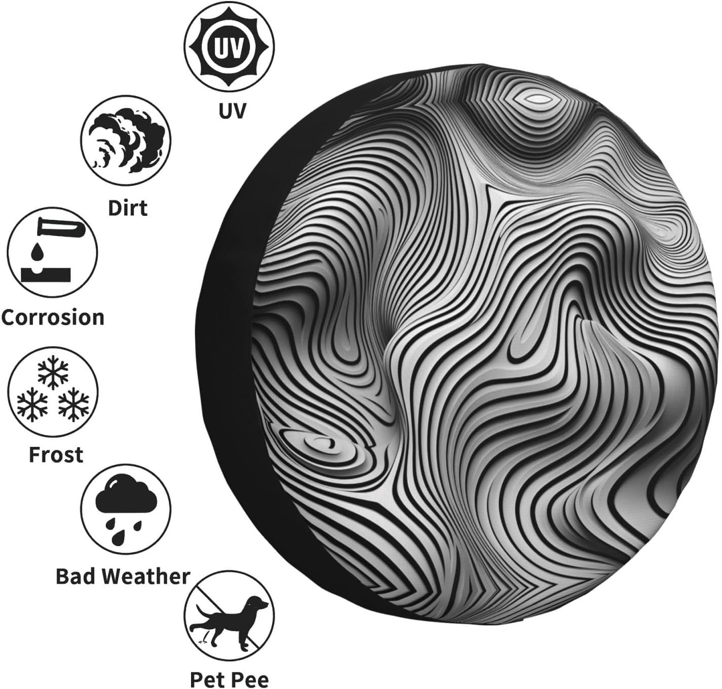 Wave Stripes Colors Print Universal Spare Tire Cover for RV, Jeep | Wheel Protector Fits Rv, Trailer, Jeep, Shield Tires From Sun, Dirt And Rain For Outdoor Storage