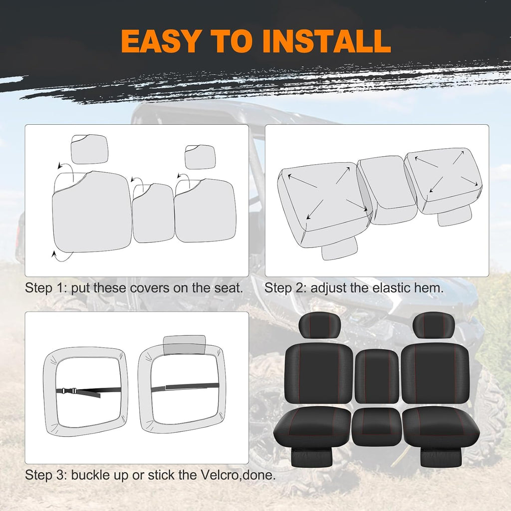 BORDAN UTV Seat Cover for 2016-2025 Can Am Defender DPS MAX 6X6 PRO Split Bench Dustproof Seats Cover, Heavy Duty 1680D Waterproof Full Protection Outdoor Seat Cover Set(8 PCS)