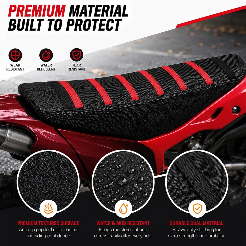 Motorcycle Seat Cover for Segway Xyber 2020-2025, Water-Resistant Leather Dirt Bike Seat Cover, Anti-Slip Ribbed Gripper Replacement Cover,Black
