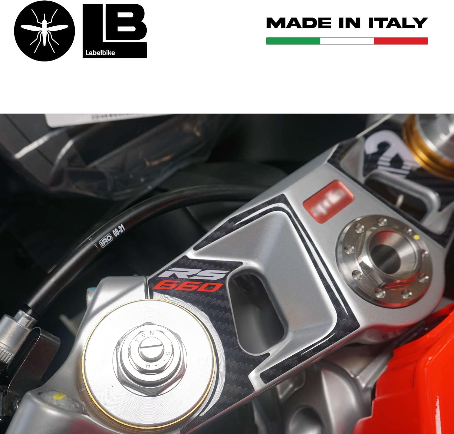 labelbike - 3D Sticker Motorcycle Steering Fork Plate Protection and Decoration in Resin Compatible with Aprilia RS 660 2020-2025