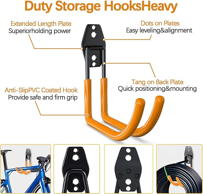 3-H Large Garden Hose Holder Wall Mount 4 Pack, Solid Steel Hose Hanger - Image 3