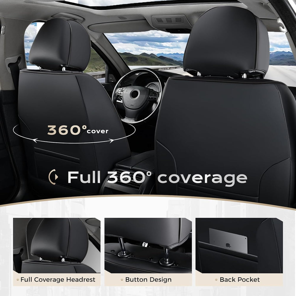 Coverado Automotive Seat Covers Front Seats, Leather Seat Covers 2 Pack, Blac...