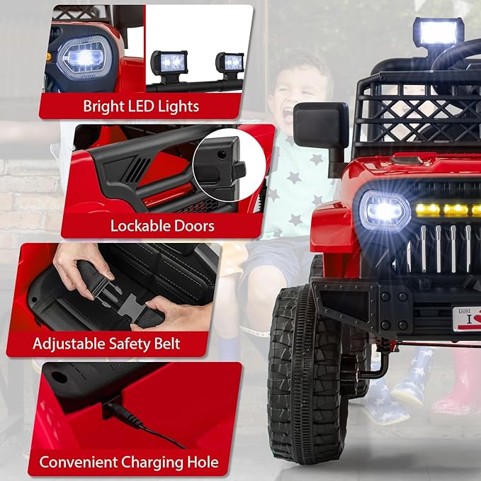 Costzon Kids Ride On Truck, 12V Battery Powered Electric Vehicles w/Remote - Image 7