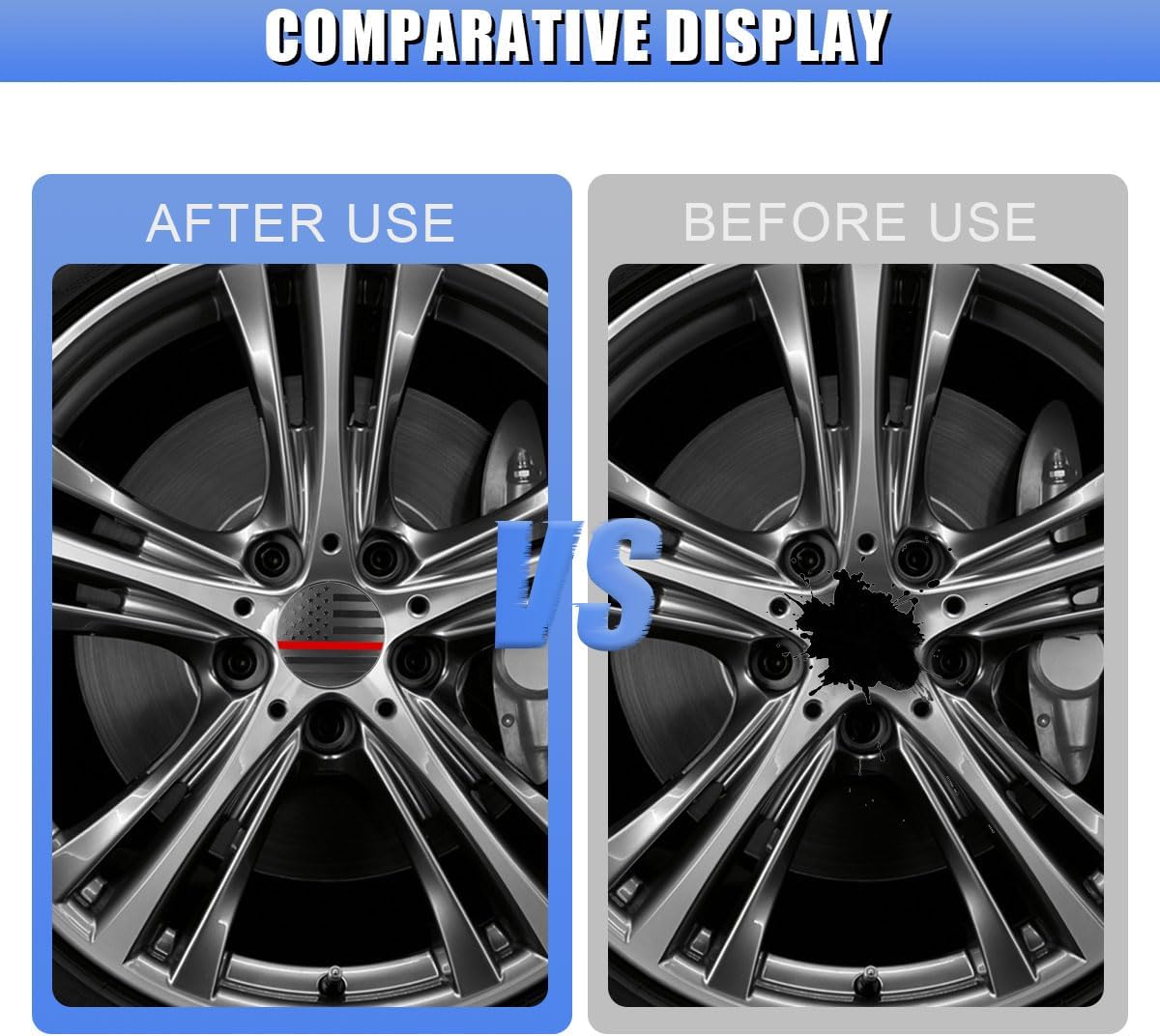 4PCS 56mm American Flag Wheel Hub Center Cap Sticker (BlackRed) | Waterproof Automotive Wheel Rim Center Cover, Universal Auto Exterior Decoration Decal Accessories for Car Truck SUV