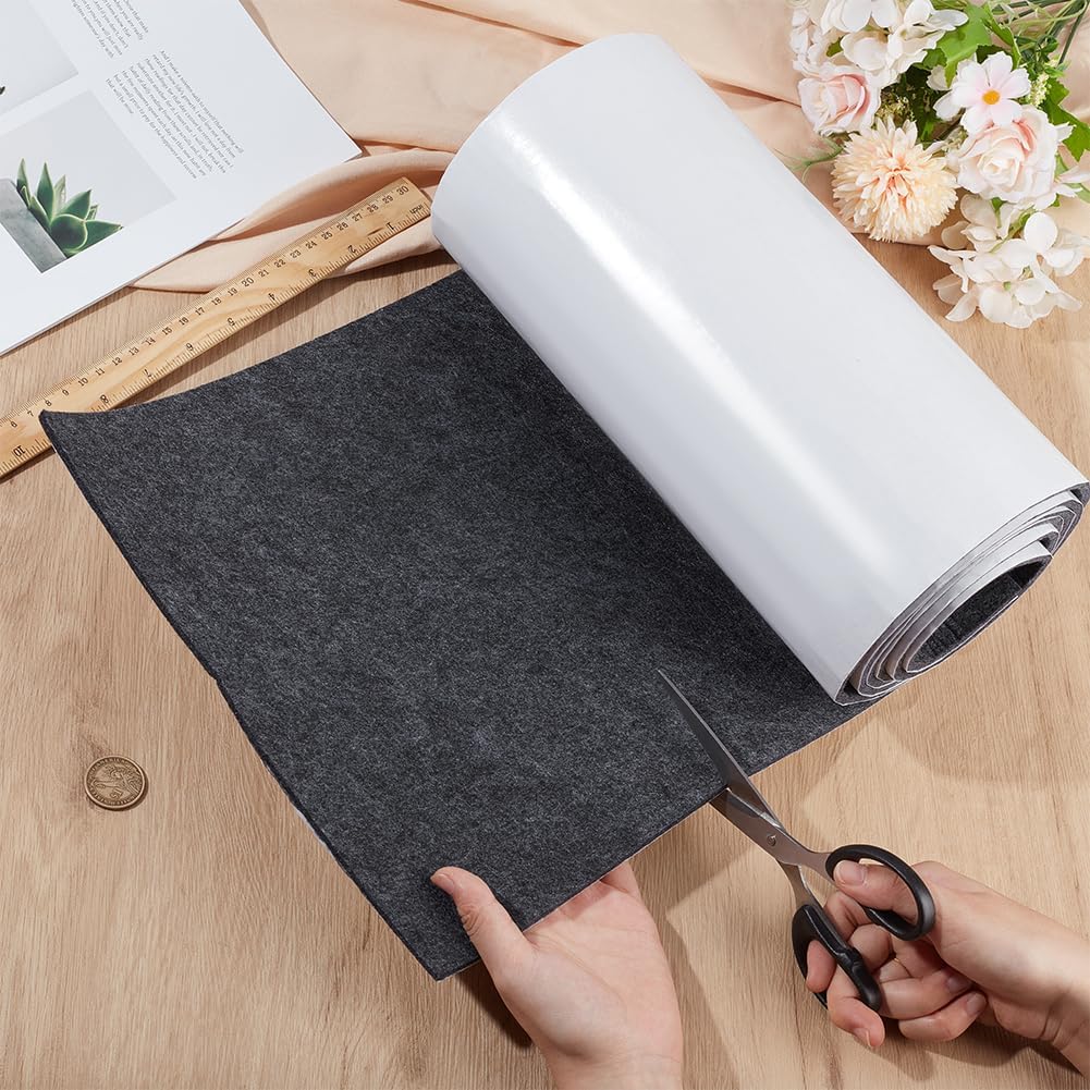 BENECREAT 98×11.8inch Self-Adhesive Felt Carpet, 5mm Thick Boat Trailer Bunk Carpet with Backside Adhesive, Polyester Felt Strip Roll for Trailer, Bunks, Boards, Boat and Hardwood Floors