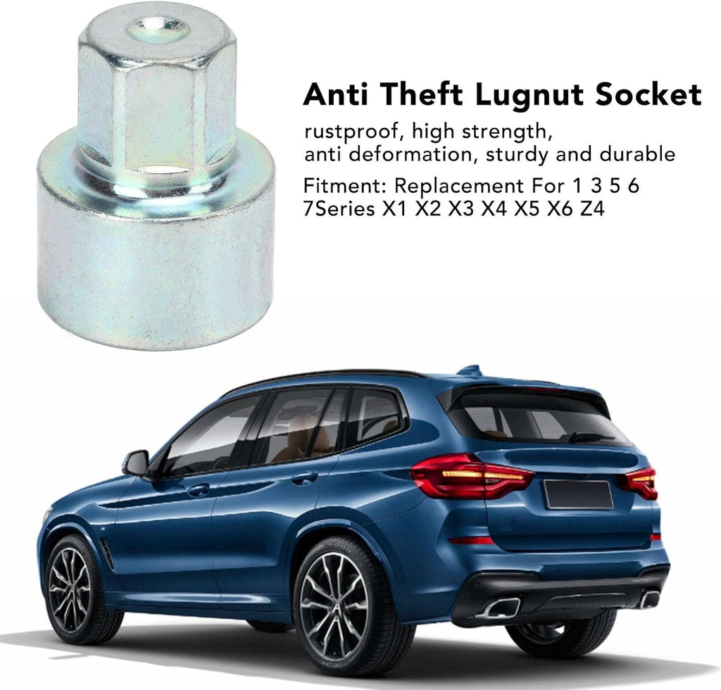 Oumefar Wheel Lock Lug Nut Remover Tool, Metal Wheel Lock Key Anti Theft Lugnut Socket Replacement for Car 1 3 5 6 7 Series X1 X2 X3 X4 X5 X6 Z4 (052)