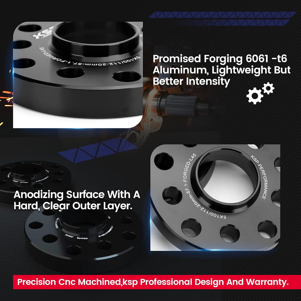 KSP 5X112mm Wheel Spacers,15mm 66.56mm Hubcentric Bore Forged Tuning Spacer for Most Newer A4 S4 A5 S5 A6 S6 A7 S7 A8 Quattro, 2019+ (G-Chassis), Ben-Z W2042 W208, 2pcs