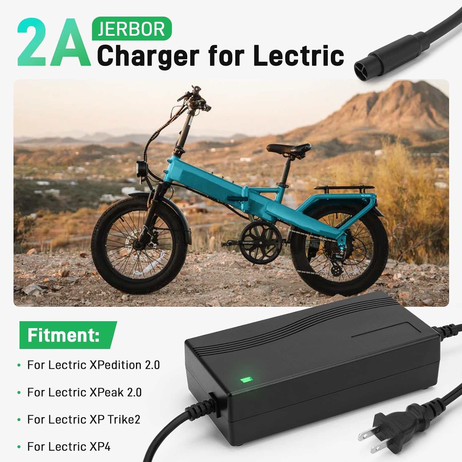 JERBOR 54.6V 2A Battery Charger for Lectric XP4/XPedition 2.0/XPeak 2.0/XP Trike2, Charger Power Adapter, Auto Power Off Overload Protection, Replacement Accessoreis for Lectric