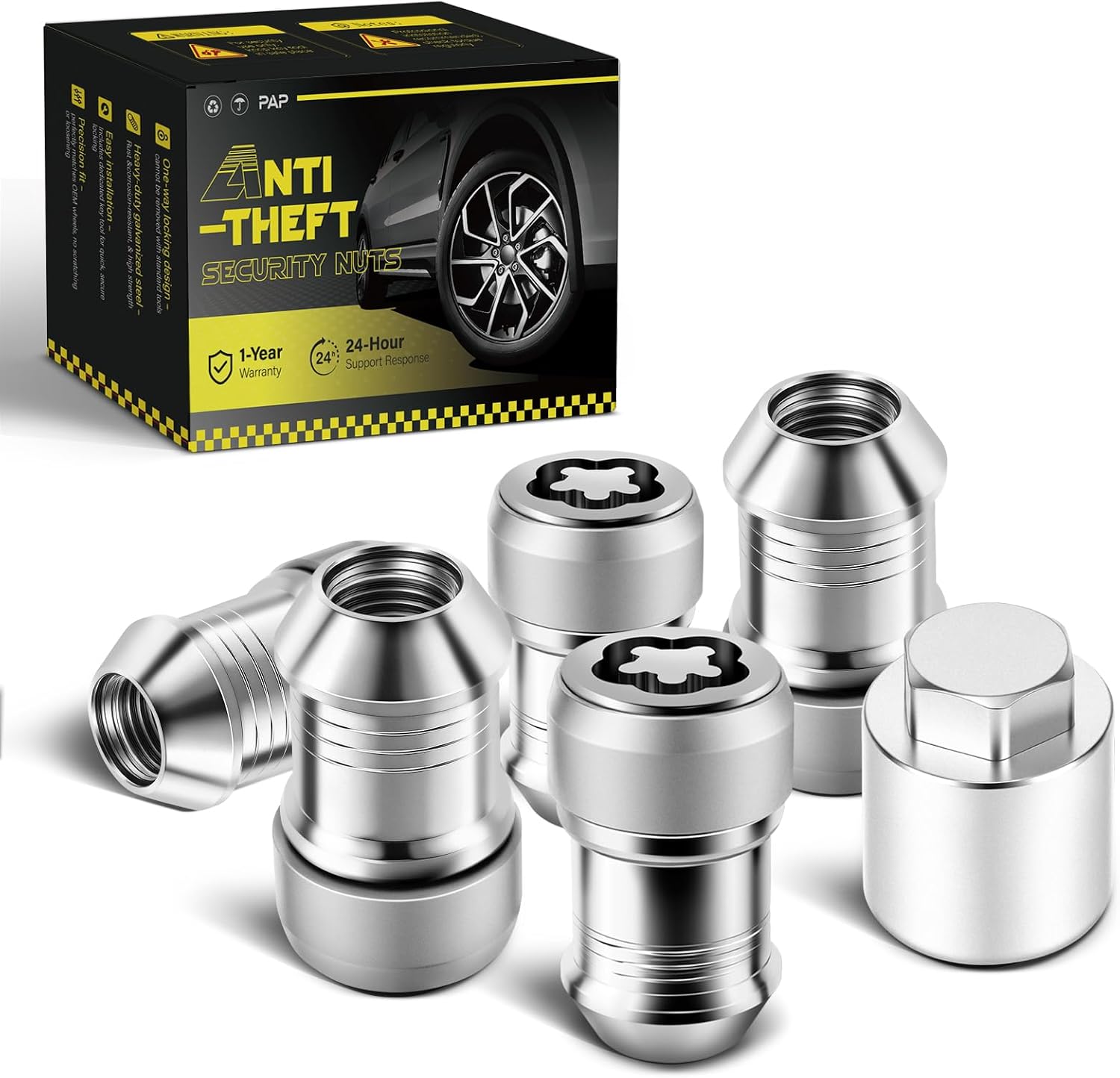 Wheel Lock Lug Nut Set Anti-Theft Security Locking Lug Nut Compatible with Jeep Vehicle 2018-2024 Wrangler JL 2020-2024 Gladiator JT Replace OE 82215711 and 82215711AA