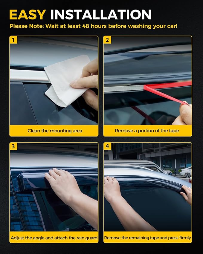Rain Guards for Car Windows, Tape-On Window Visors Rain Guards Fit for - Image 4