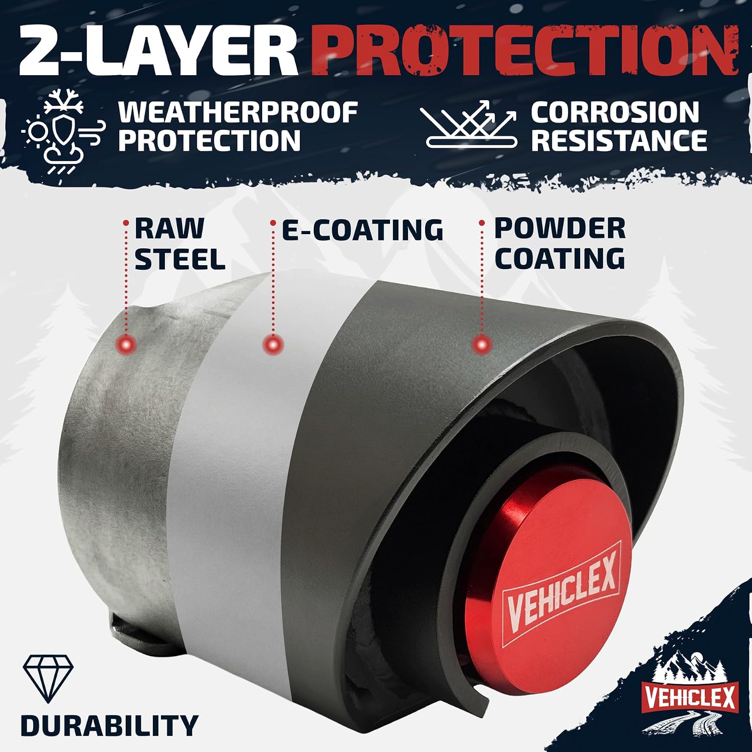 Vehiclex 2-5/16-Inch Trailer Coupler Lock – Refined Fit Design, Thick-Walled Carbon Steel, Dual-Layer Weather Protection (Red)