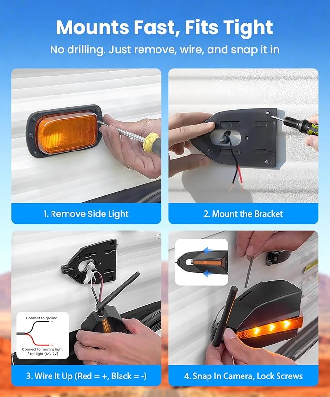AUTO-VOX RV Backup Camera Wireless System: Left/Right Side Cameras, Adjustable