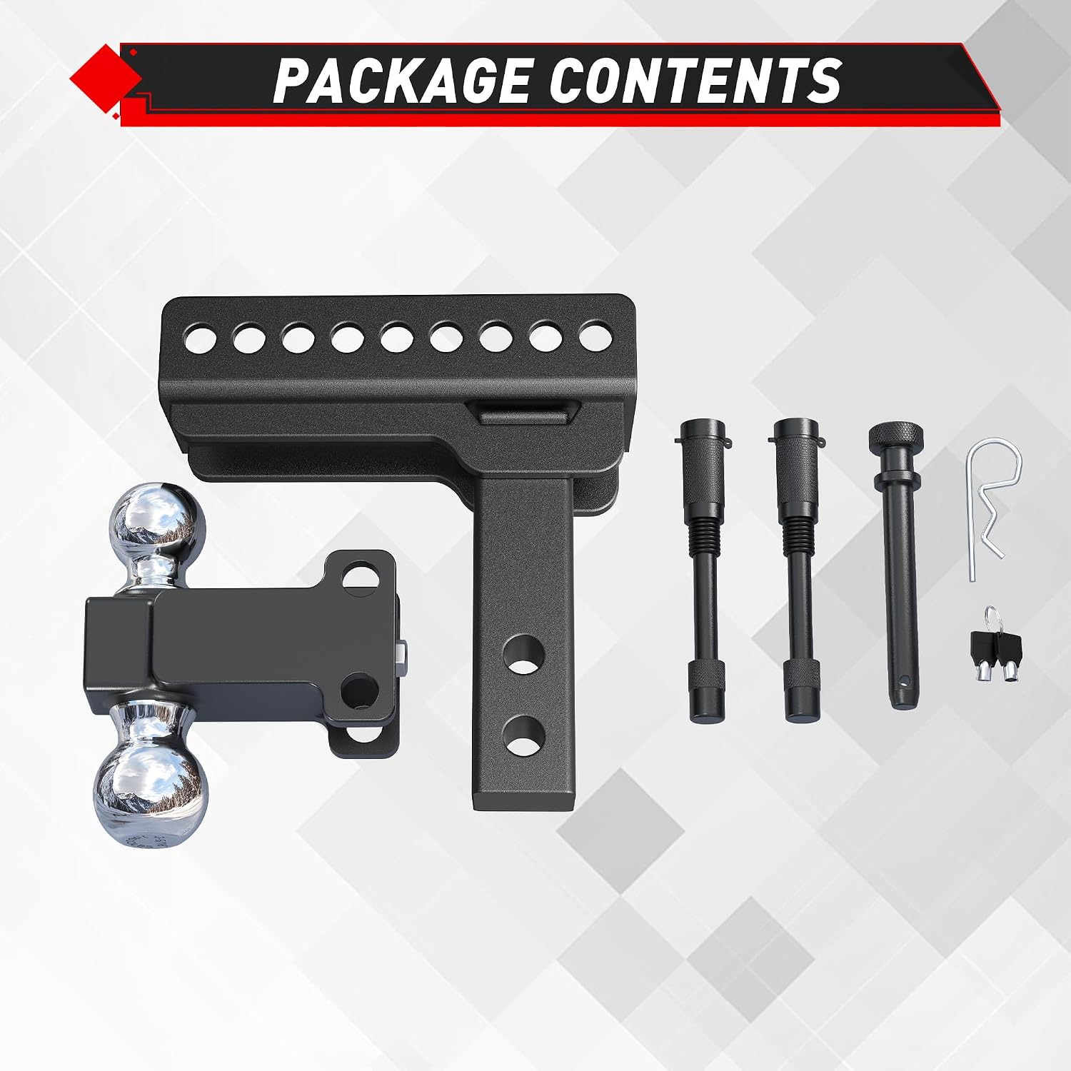 TYT Adjustable Truck Trailer Hitch for 2.5" Receiver, 6" Drop/Rise Tow Hitch with Dual Balls (2" & 2-5/16"), Compatible with Heavy-Duty Trailer Systems up to 20,000 lbs