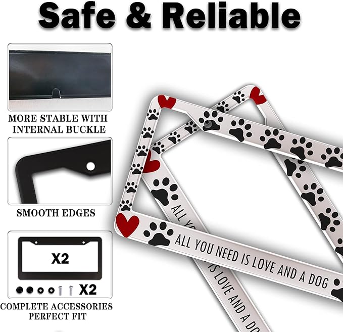 License Plate Frames Black, and Red License Plate Frame All You Need is Love - Image 4