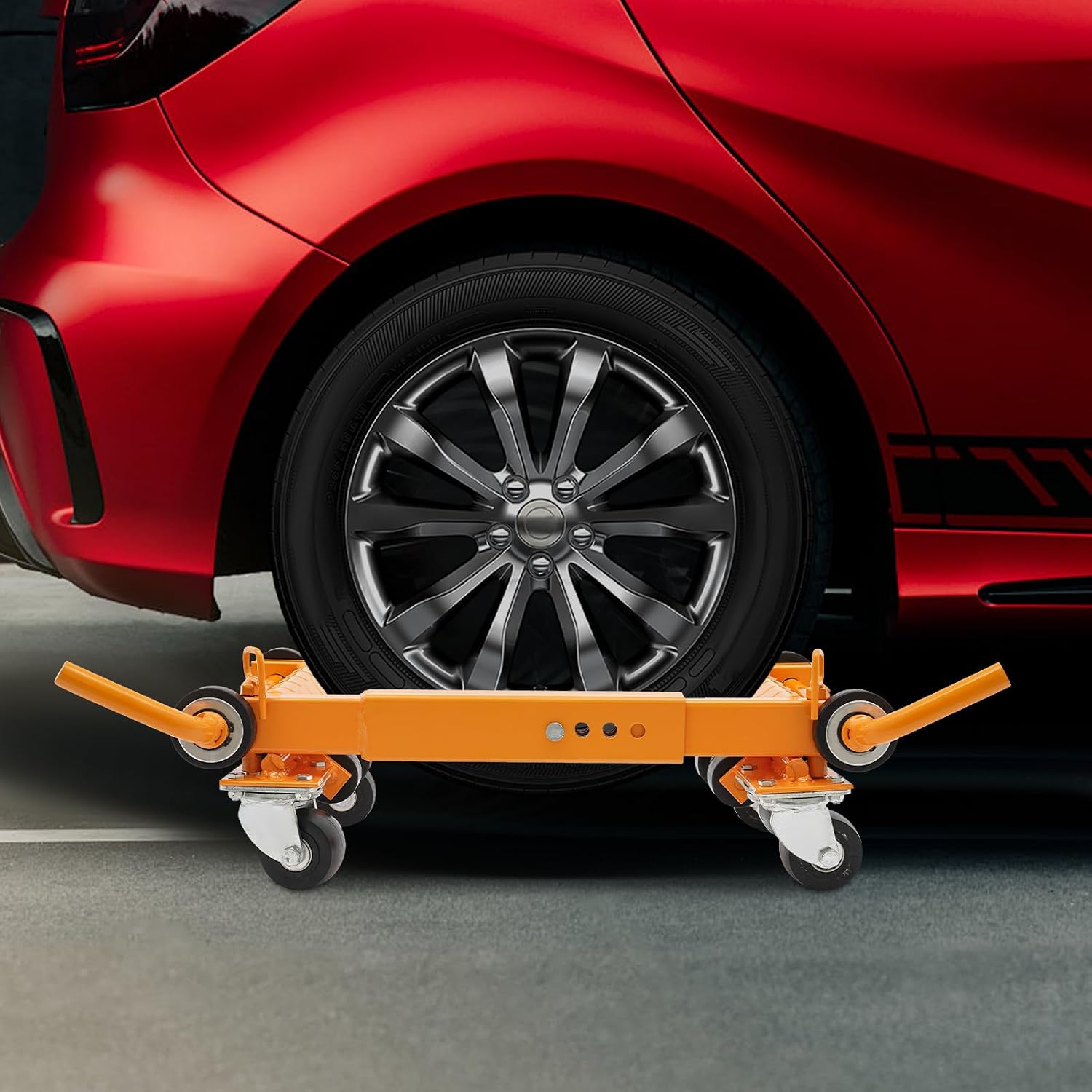 Car Wheel Dolly Jack, 1T/2204lbs Yellow Wheel Dolly Skates, Truck RV Trailer Jack Dolly Ratcheting Foot Pedal Lift Hydraulic Tire Jack,Car Moving Tool for Auto Repair Moving