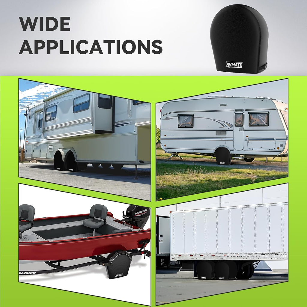 RVMATE RV Tire Covers, Wheel Cover (4 Pack) Fits 27"-29" Diameter Tires, Waterproof Anti-UV Black Tire Covers RV Accessories for Truck/Trailer/Car