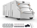 FRUNO Oxford Fabric Class C RV Cover Fits 23'-26' Waterproof Rip-Resistant Anti-UV Motorhome Camper Cover for Winter Snow with 4 Tire Covers and Gutter Covers