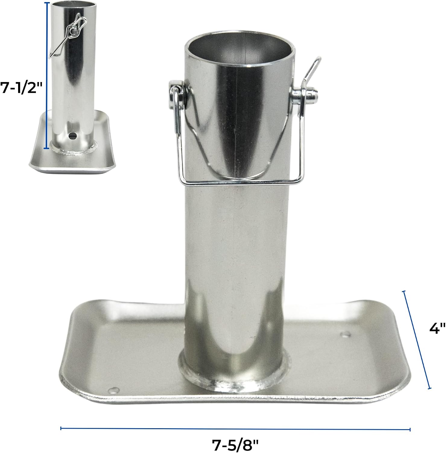 Jeremywell Trailer Jack Detachable Foot Plate 5000 lbs Capacity with Pin Base for A-Frame Boat RV Camper 7-1/2”” Tube Length