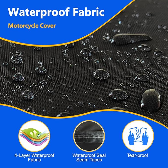 Motorcycle Cover, 600D Heavy Duty Waterproof Motorbike Cover, Dustproof - Image 2