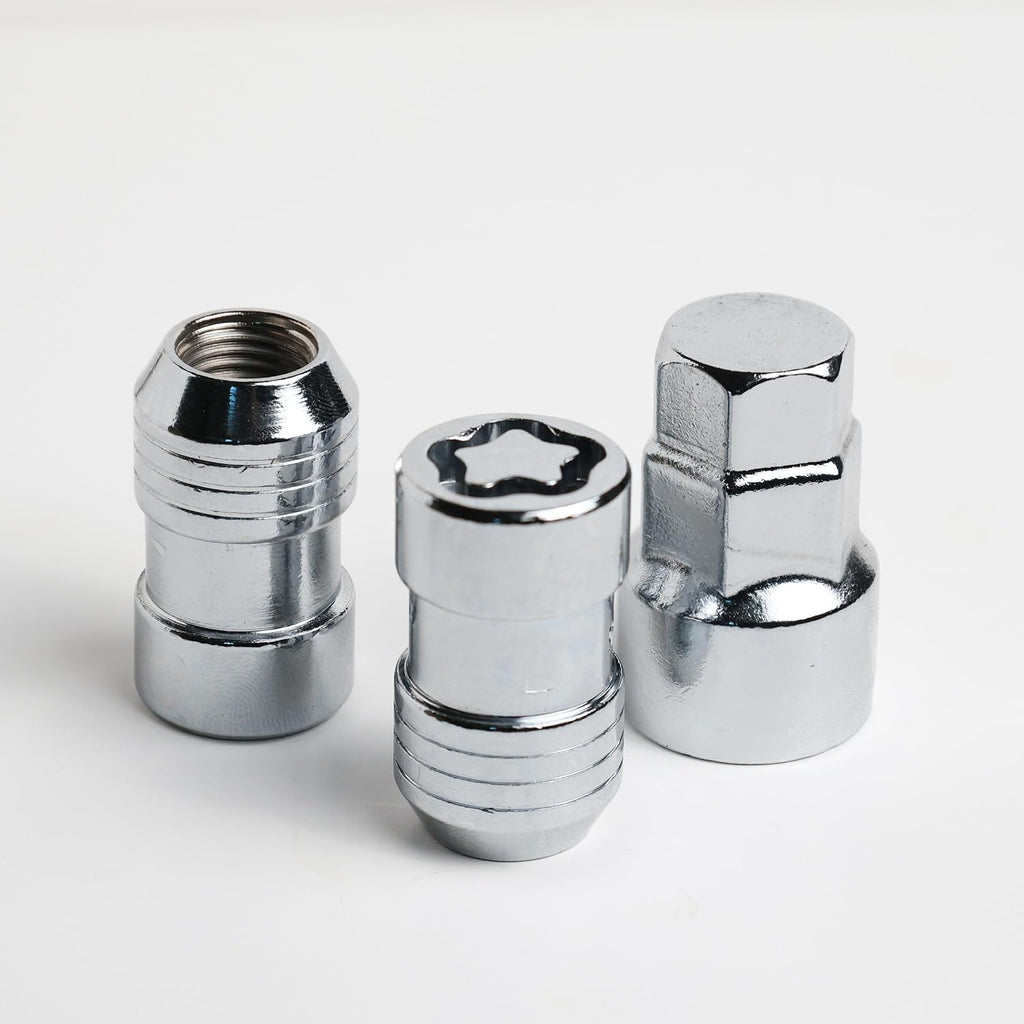 Sliver M14X1.5 Wheel Locks Lug Nuts for Cars Tires, Set of 5 Locks with 1 Key