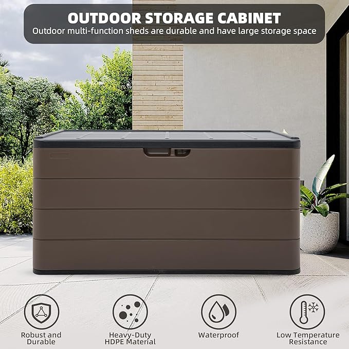 100 Gallon Plus Resin Deck Box, Waterproof Outdoor Storage Bin - Image 4