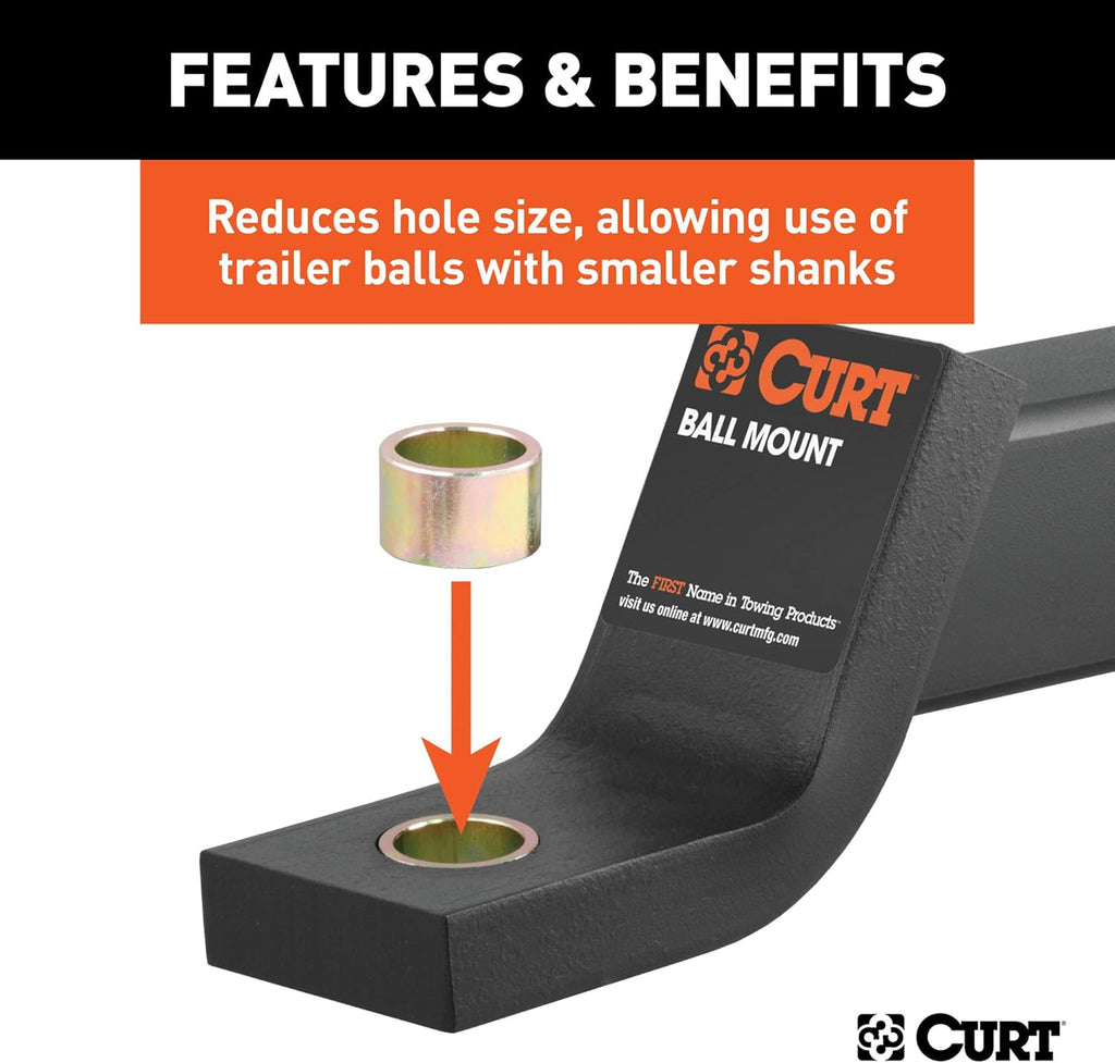 CURT 21200 Trailer Hitch Ball Hole Reducer Bushing, Reduces 1-1/4-Inch Diameter to 1-Inch Stem