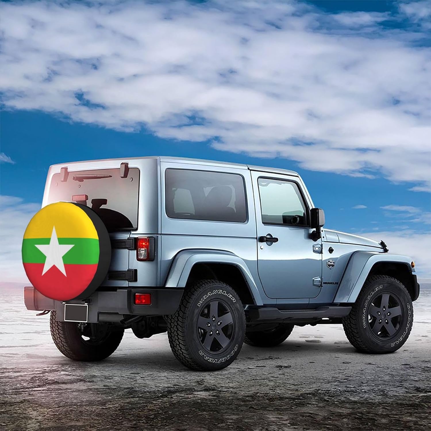 Flag of Myanmar Print Universal Spare Tire Cover for RV, Jeep | Wheel Protector Fits Rv, Trailer, Jeep, Shield Tires From Sun, Dirt And Rain For Outdoor Storage