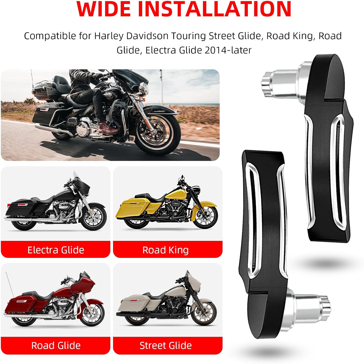 Amazicha Black Saddlebag Lid Lifters Saddle Bag Latch Kit fit for Harley Davidson Touring Street Glide, Road King, Road Glide, Electra Glide, Ultra Limited, FLHR FLHT FLHX FLHTK 2014-2024