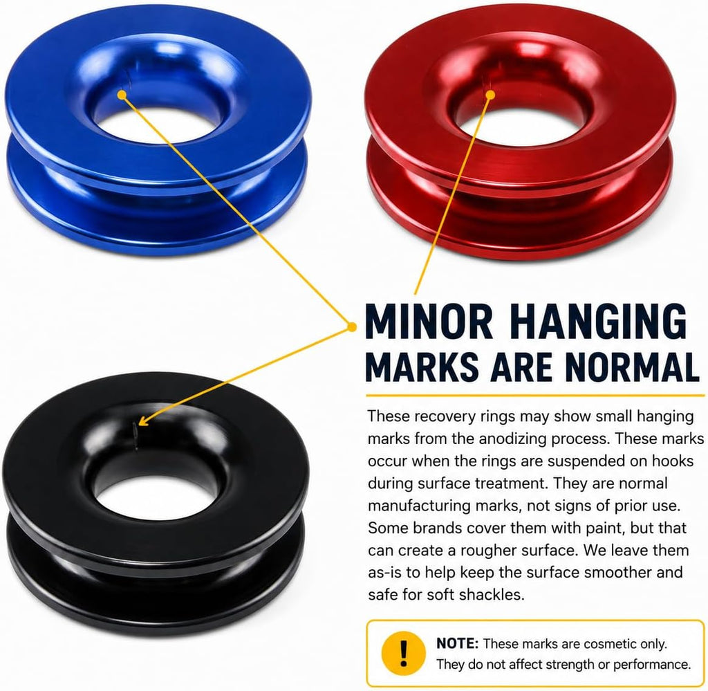 Ucreative Red Recovery Ring and 2PCS Red Soft Shackle (1/2 Inch x 22 Inch) kit for Synthetic Winch Rope for ATV UTV SUV Truck Off-Road Vehicle Recovery