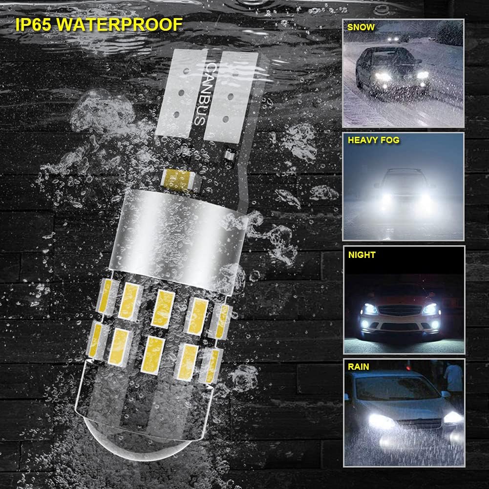 Super Brigte White W5W 912 LED Bulb Plug And Play With No Issues Or Errors,194 T10 Bulb For Interior Lights,Reg lamp lights,168 Bulb For Reading Lights,Daylight Running Lights,6000K(4-Pack)