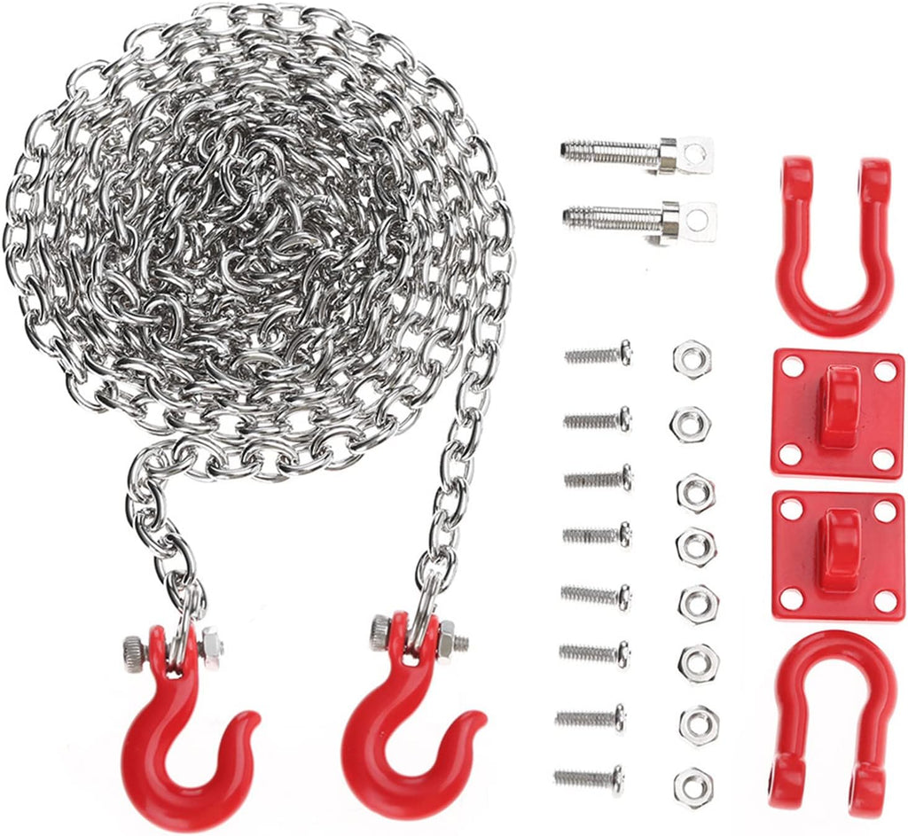 RC Tow Hook Chain, Metal Lightweight Durable, with U Shaped Pull and Buckle Components, for 1/10 Scale RC Crawler Car Hsp