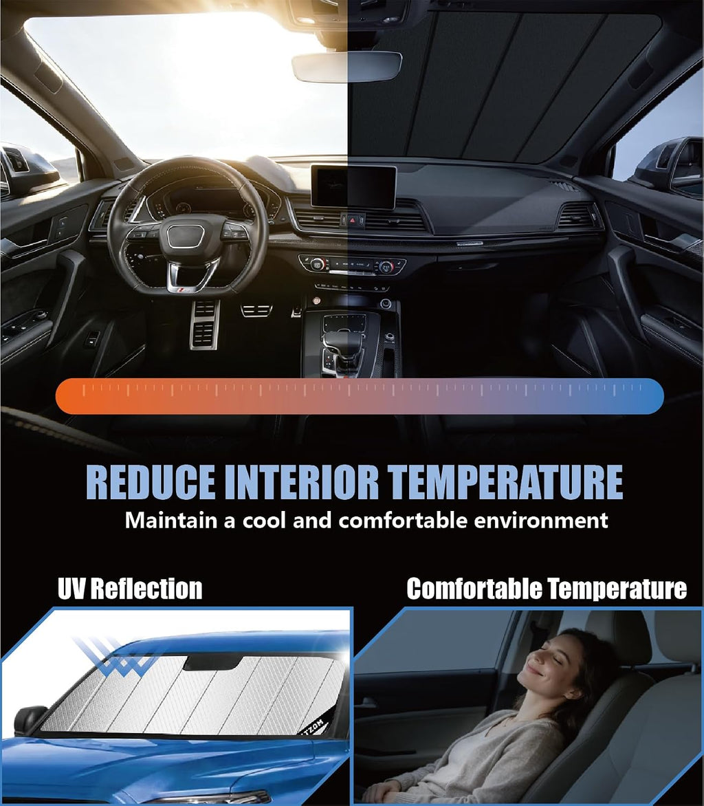 Windshield Sun Shade for Toyota Tundra 2022-2026, Custom-fit Windshield Cover, Keep Vehicle Cool, Protect Dashboard, Foldable Car Window Shades – Toyota Tundra Accessories