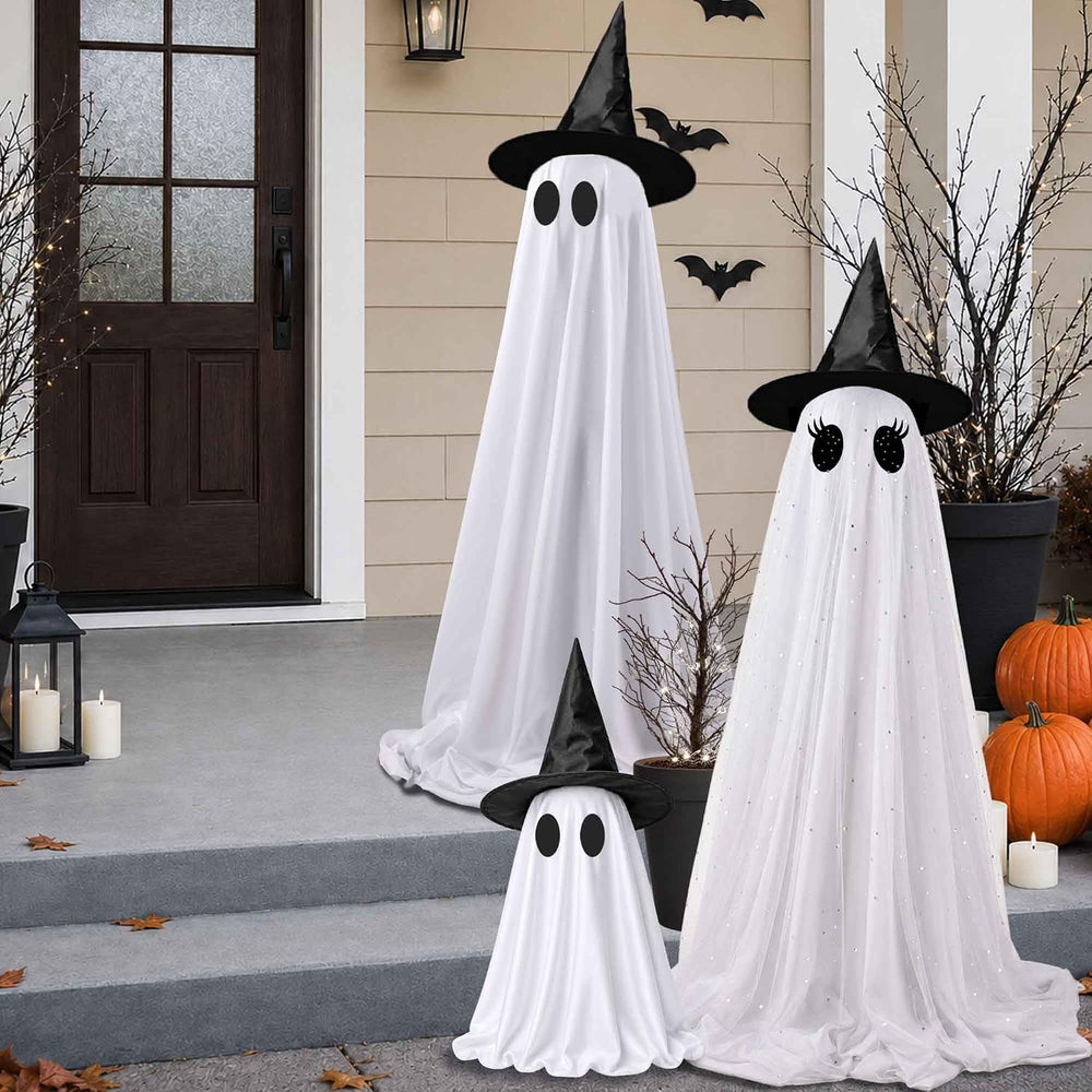Halloween Decorations Outdoor, 3 Pack Light Up Spooky Ghosts with Remote Cont...
