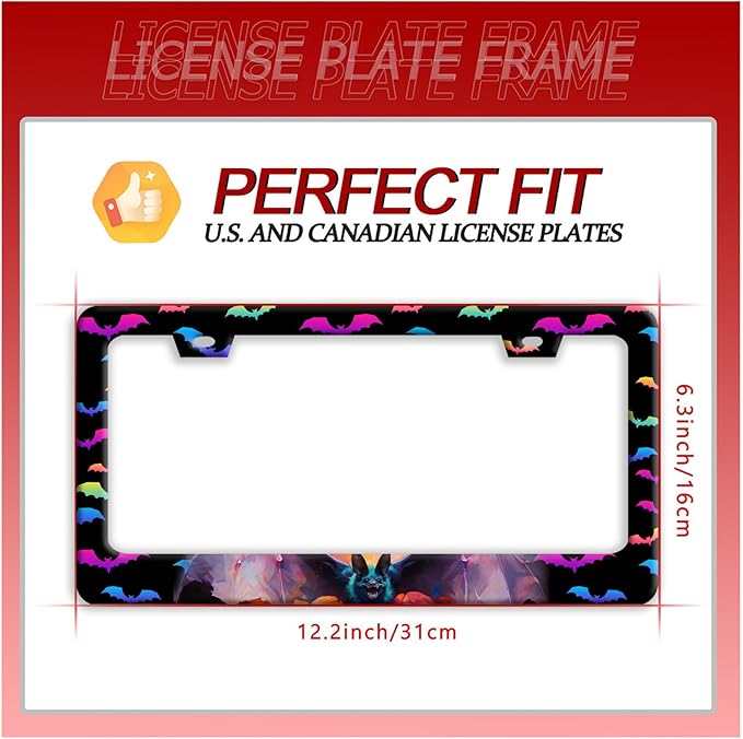 Bat License Plate Frame Funny Gothic License Plate Frames Stainless Steel - Image 7
