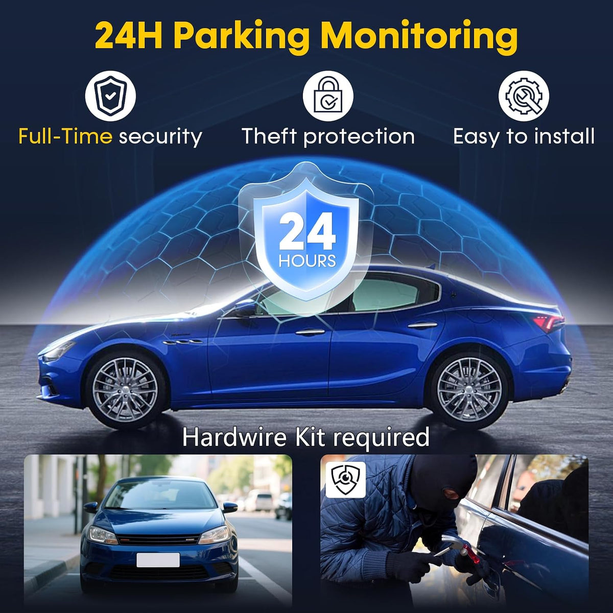 front and rear dash cam for truck: 4k+1080p, front angle view
