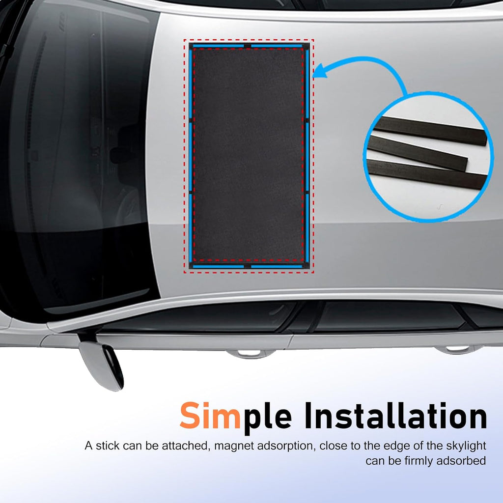 Car Roof Sunroof Sunshade Net, 39.37" x 25.59" High Density Auto Sunroof Sunshade, Magnetic UV-protective Breathable Auto Moonroof Sun Shade, Universal for Cars, Trucks, SUVs (Black)