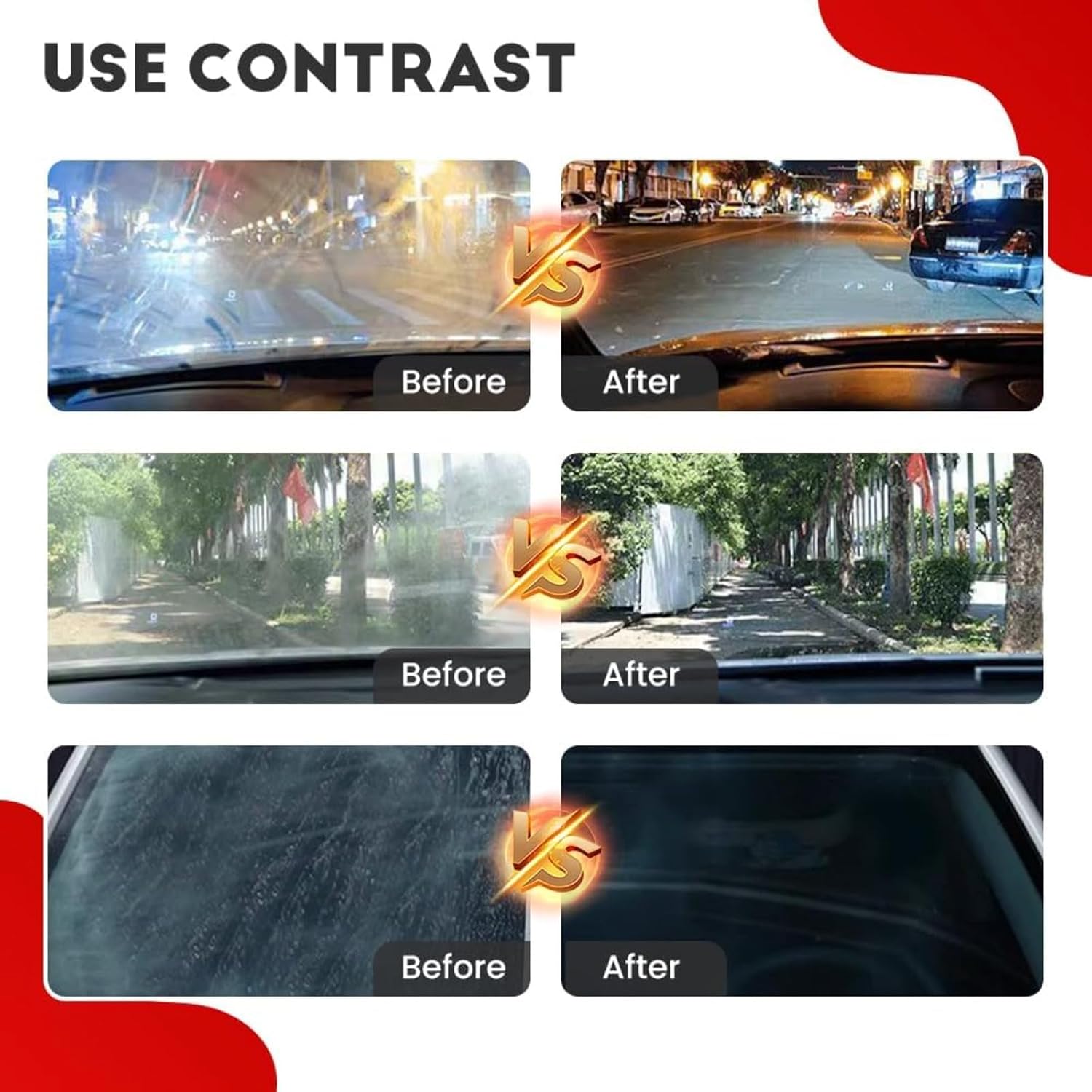 Automotive Oil Film Cleaning Brush – Efficient Car Glass Cleaner Tool for Windshield, Removes Oil Film, Dirt & Smudges, Improves Clarity & Visibility for Safe Driving, Red (1pcs)