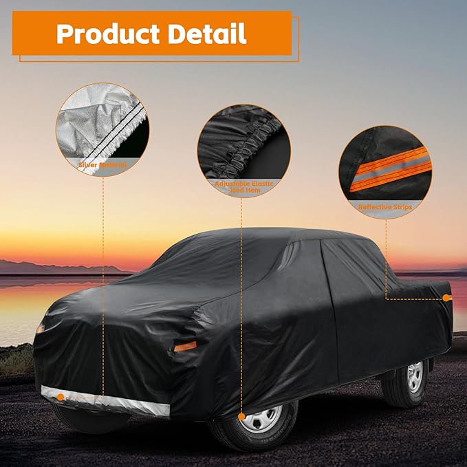 Kayme Truck Cover Custom Fit Dodge Ram 1500 Regular Cab Long Bed. Full Exterior - Image 5