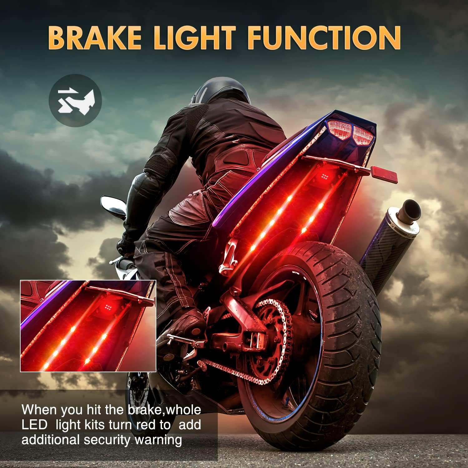 Nilight 8pcs Motorcycle RGB LED Strip Lights Kit Multi-Color Neon Waterproof Atmosphere Lights with RF Wireless Smart Remote Controllers for Harley Davidson Suzuki,2 Years Warranty